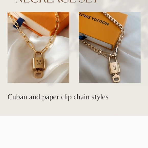 Louis Vuitton Lock 🔐 and Key on Paperclip Link 16" Goldtone Chain 321 - Picture 4 of 5